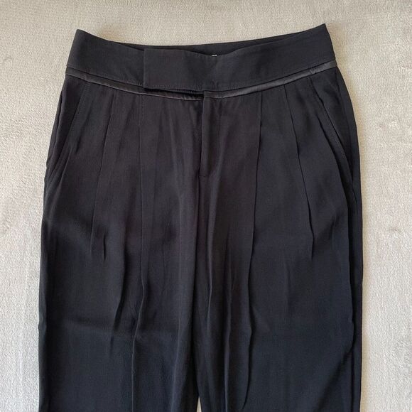 Helmut Lang Pleated Trouser Pants Women 2 Black Rayon Viscose Blend Relaxed Fit - Picture 5 of 14